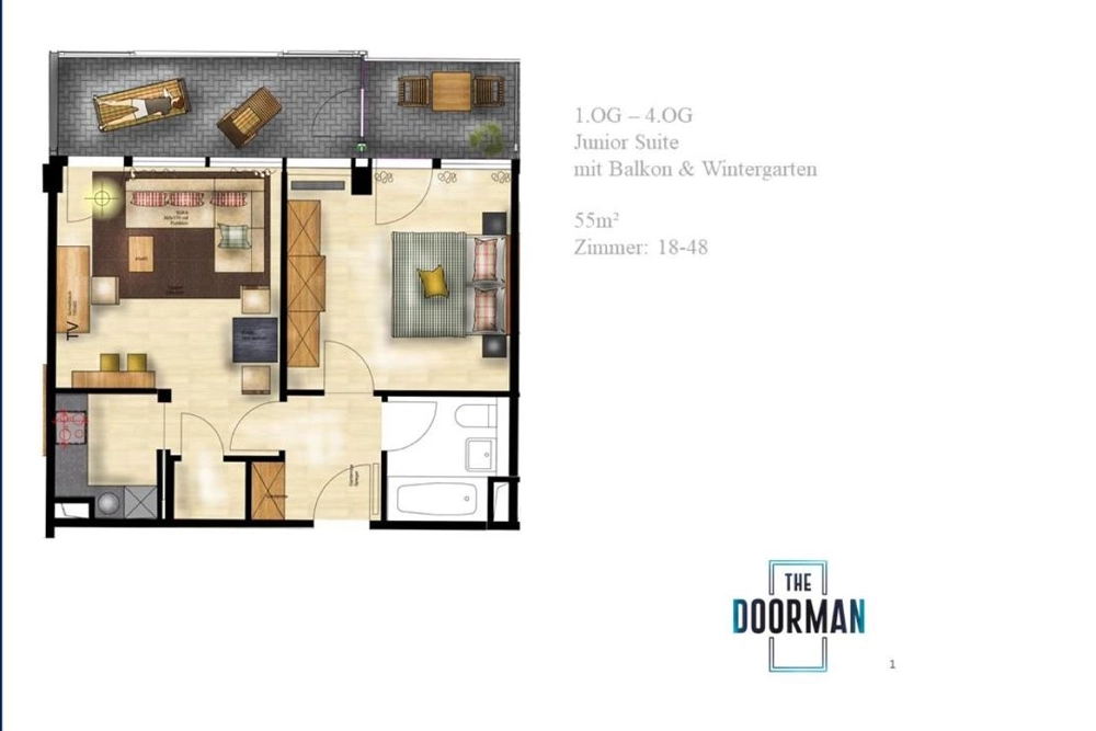 Junior Suite mit Balkon & Wintergarten The Doorman Göthe Frankfurt