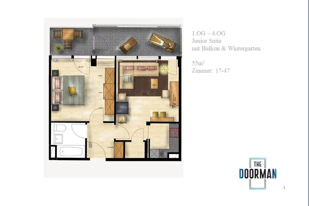 Junior Suite mit Balkon & Wintergarten erweitert The Doorman Göthe Frankfurt